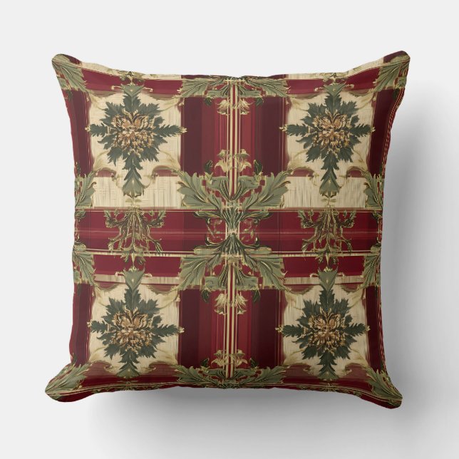 Oreiller de Noël vert et or luxueux (Recto)