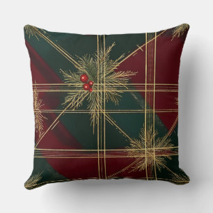 Oreiller de Noël vert et or luxueux