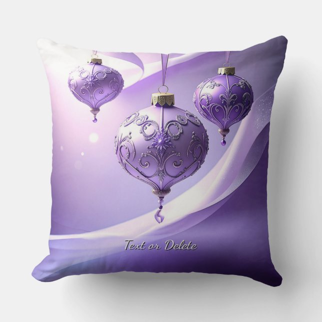 Oreiller de Noël Violet Boule Férié (Recto)