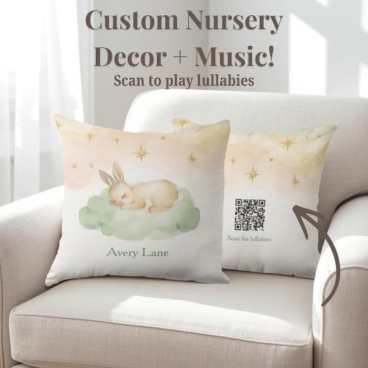 Oreiller de Nursery Sleeping Bunny avec code QR be