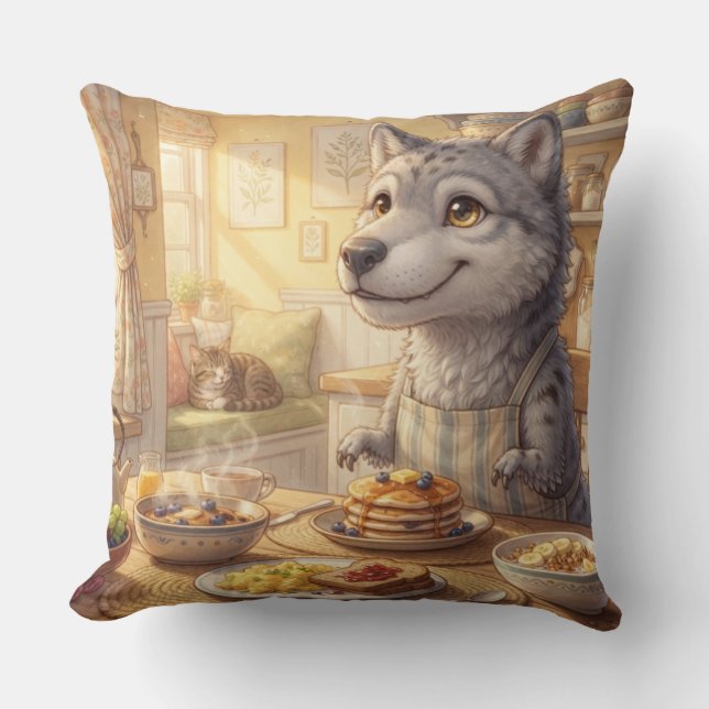 Oreiller de petit déjeuner Cozy Wolf (Recto)