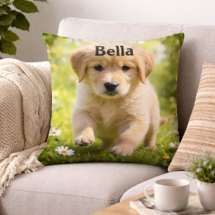 Oreiller de photo de chien personnalisé avec nom p