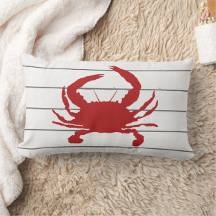 Oreiller de plage en lambris silhouette de crabe r