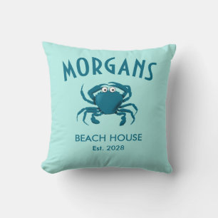 Oreiller de plage personnalisé Blue Crab Beach