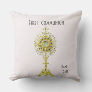 Oreiller de première communion rose 16 po x 16 po