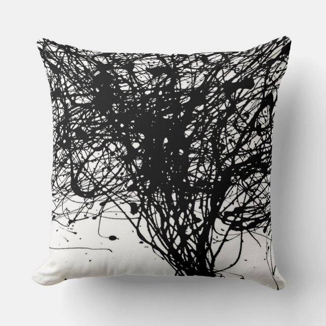 Oreiller décoratif à encre noire blanche Cool (Recto)