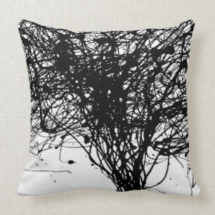 Oreiller décoratif à encre noire blanche Cool
