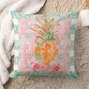 Oreiller décoratif à lancer à ananas rayé