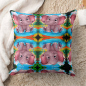 Oreiller décoratif à motif d'éléphant mignon (Couverture)