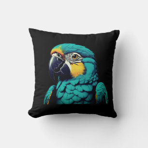 Oreiller décoratif à motif d'oiseau perroquet