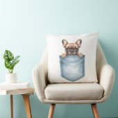 Oreiller décoratif à poche Frenchie aquarelle (Chaise)