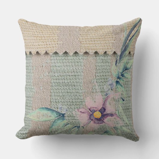 Oreiller décoratif à rayures de menthe et orchidée (Recto)