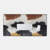 Oreiller décoratif à texture de cuir de vache marr (Clavier et souris)