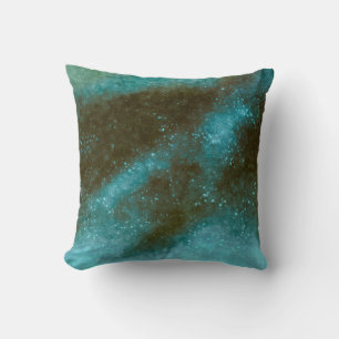 Oreiller décoratif abstrait de galaxie verte avec