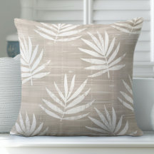 Oreiller décoratif aux feuilles de palmier beige n