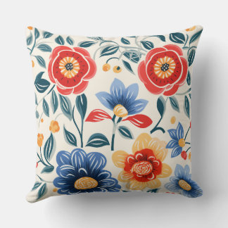 Oreiller décoratif avec un motif floral vibrant