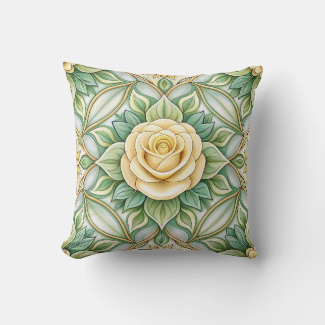 Oreiller décoratif avec une rose jaune (Recto)