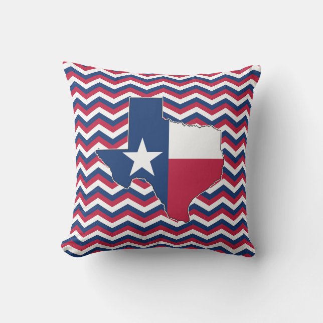 Oreiller décoratif blanc rouge et bleu Texas (Recto)