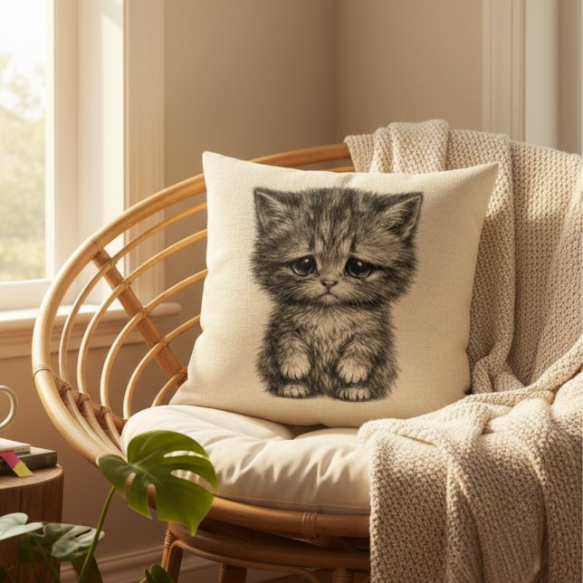 Oreiller Décoratif Chat Mignon Triste (Créateur téléchargé)