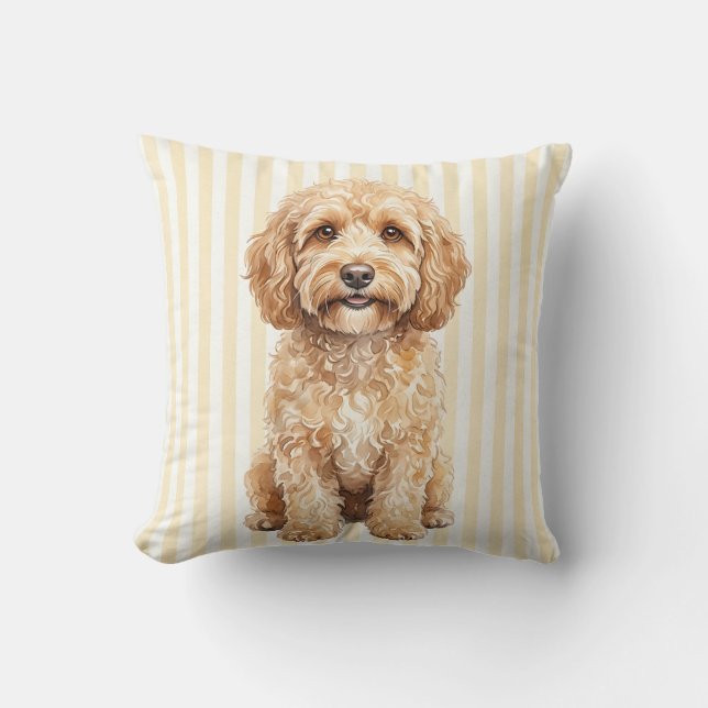 Oreiller décoratif chien Cockapoo aquarelle (Recto)