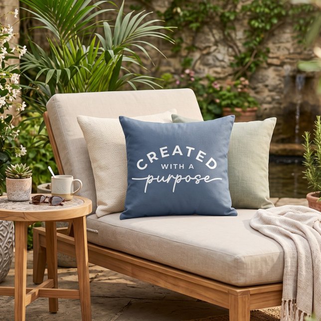 Oreiller décoratif citation chrétienne bleu marine (Créateur téléchargé)