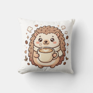 Oreiller décoratif Cute Hedgehog Latte Lover