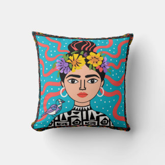 Oreiller décoratif d'art populaire mexicain coloré