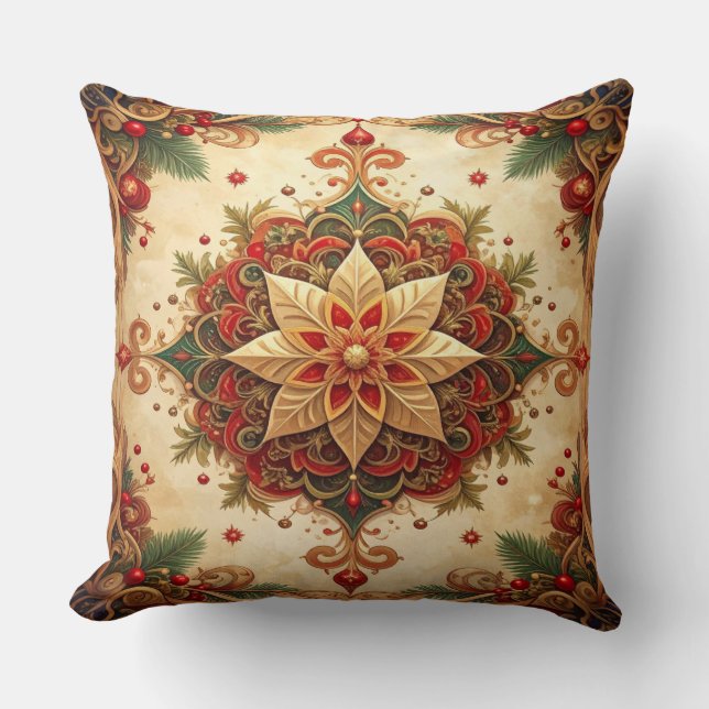 Oreiller décoratif de Noël rouge et vert (Recto)
