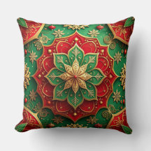 Oreiller décoratif de Noël vert rouge