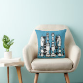 Oreiller décoratif d'échecs noir blanc ciel bleu (Chaise)