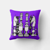 Oreiller décoratif d'échecs violet blanc noir (Verso)