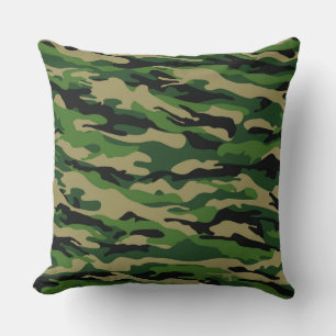 Oreiller décoratif en camouflage de forêt verte