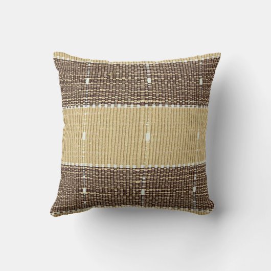 Oreiller décoratif en coton marron et chamois (Verso)