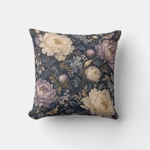 Oreiller décoratif en fleurs de pivoine lilas ivoi