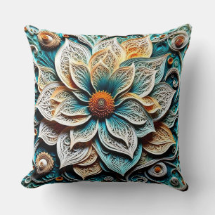 Oreiller décoratif floral Boho Botanical Zentangle