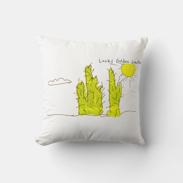 Oreiller décoratif funky Cactus Doré Chanceux Dood (Recto)