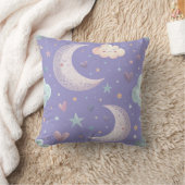 Oreiller décoratif Lune et Étoiles Violettes (Couverture)