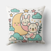 Oreiller décoratif Lune Lapin et Ours Fantaisiste (Verso)