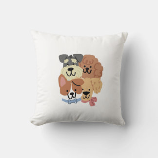 Oreiller décoratif motif chiots joueurs