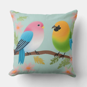 🌸 Oreiller Décoratif Oiseaux de Dessin Animé Déco
