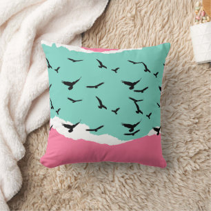 Oreiller Décoratif Oiseaux Volants Abstraits