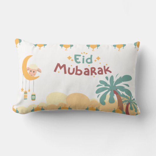 Oreiller décoratif Pastel Moon & Palm Eid Mubarak- (Recto)