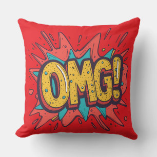 Oreiller décoratif Pop Art « OMG ! » Bande dessiné