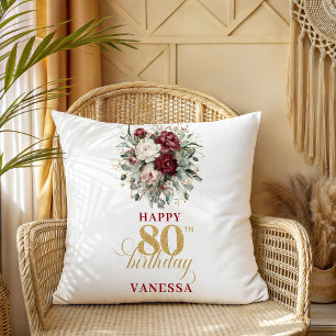 Oreiller décoratif pour 80e anniversaire Burgundy