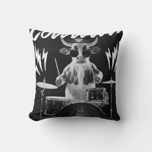 Oreiller décoratif Rock Cow Drummer gothique grung