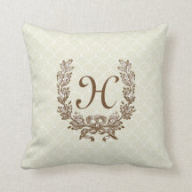 Oreiller décoratif vintage avec couronne monogramm