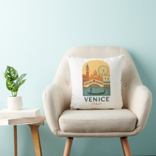 Oreiller décoratif Vintage Venise Italie – Gondole
