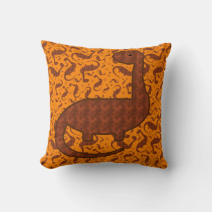 Oreiller dinosaure marron et orange mignon