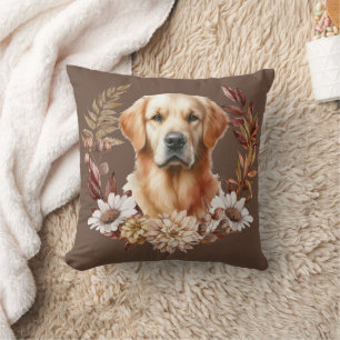Oreiller doré Chien Automne Wreath Thaillow