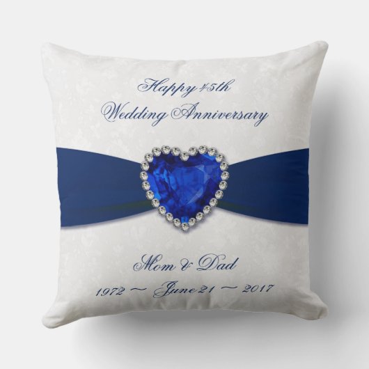 Oreiller doux Damask 45e anniversaire Mariage (Verso)